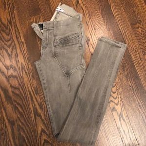 Helmut Lang Taupe Skinny Stretch Jeans
